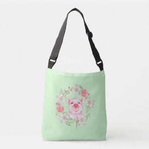 Bolso Cruzado Cerdo y flores