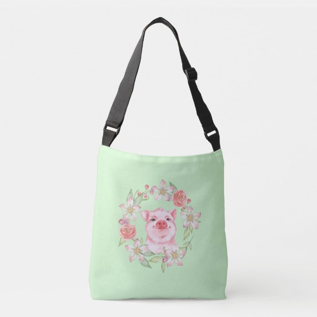 Bolso Cruzado Cerdo y flores (Anverso)
