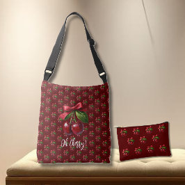Bolso Cruzado Cerezas con una cereza roja de cerezo