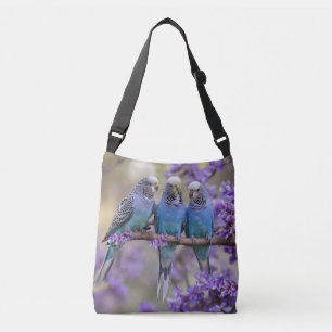 Bolso Cruzado Chatter De Árbol Superior: Budgies Azules En El Ár