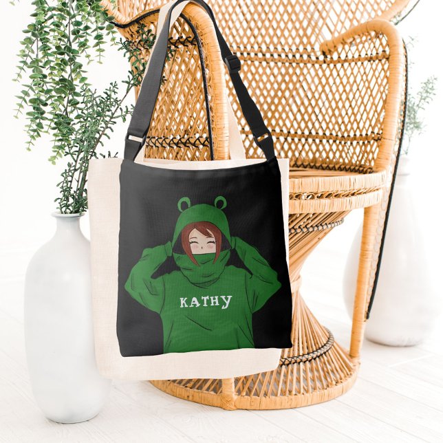 Bolso Cruzado Chica con nombre de dibujo de cartón de rana verde (Subido por el creador)