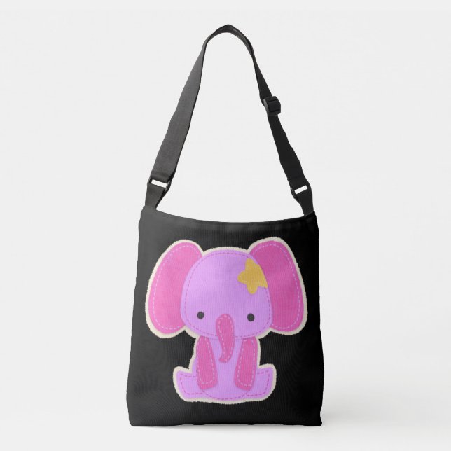 Bolso Cruzado Chica de Elefante Rosa Bebé (Anverso)