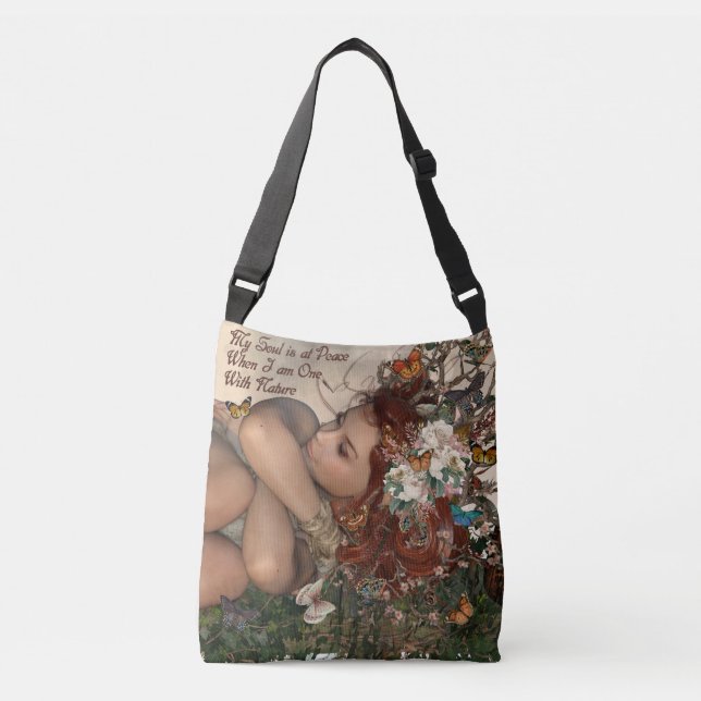 Bolso Cruzado Chica de mariposa Paz en la Naturaleza (Anverso)