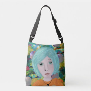 BOLSO CRUZADO CHICA DE PUNK EMO EN TODO EL TOTE DE IMPRESIÓN