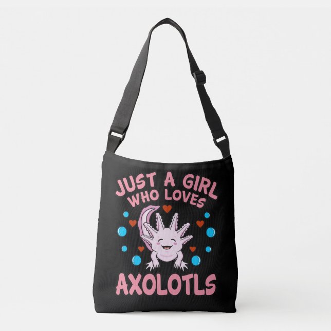 Bolso Cruzado Chica que ama a Axolotls Kawaii Animal Axolotl Lov (Anverso)