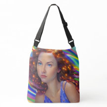 Chica soñado con luces arcoiris