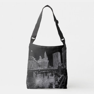 Bolso Cruzado Chicago River 1967 Wrigley Building Sun Times Bldg