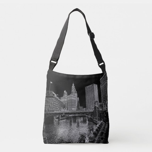Bolso Cruzado Chicago River 1967 Wrigley Building Sun Times Bldg (Anverso)