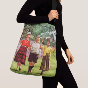 Bolso Cruzado chicas adolescentes de 1960 con libros en la cabez