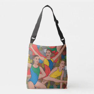 Bolso Cruzado Chicas de gimnasia acro bailarinas patrón colorido