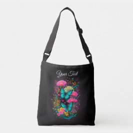 Bolso Cruzado chicas flores rosas y amarillas mariposa turquesa