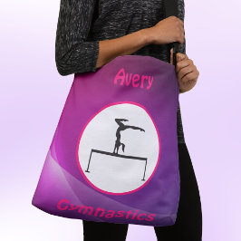 Bolso Cruzado Chicas Gimnasia Viga de balance rosa y púrpura