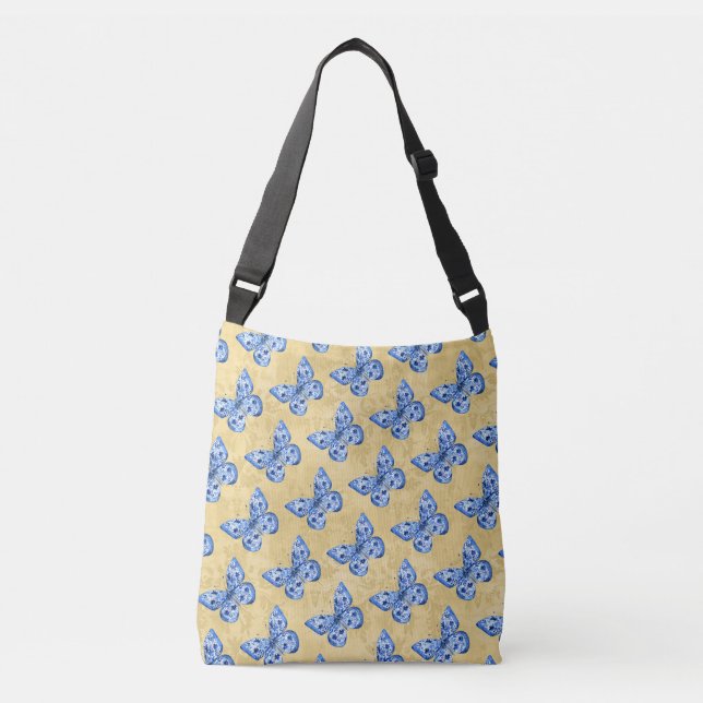 Bolso Cruzado Chinoiserie Blue Butterflies (Anverso)