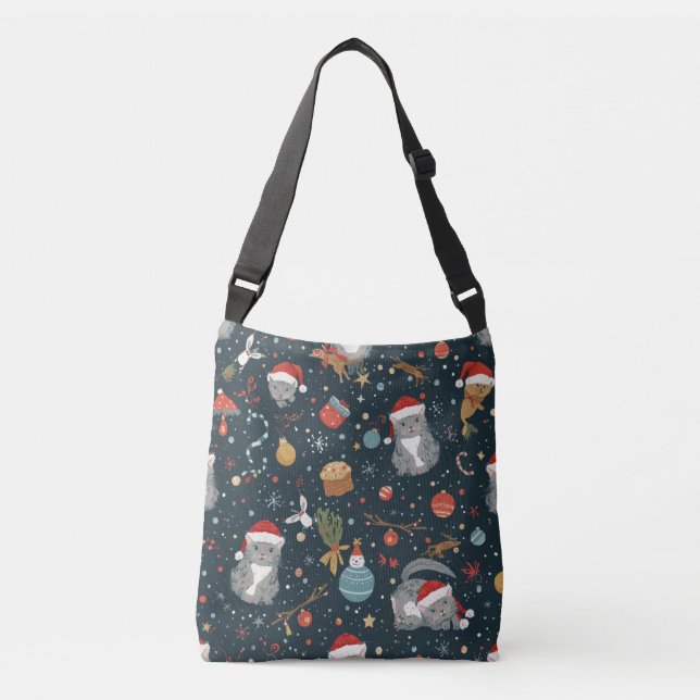 Bolso Cruzado Christmas Pattern Cats (Anverso)