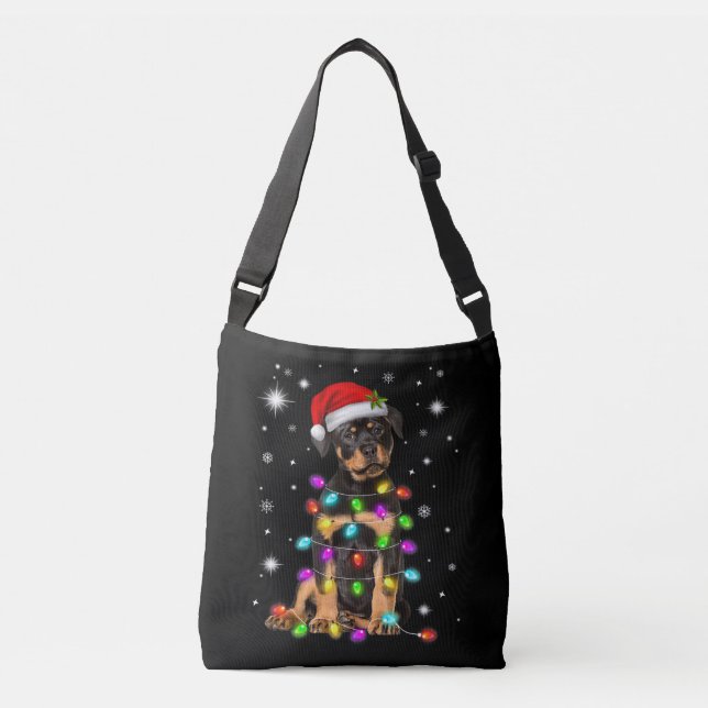 Bolso Cruzado Christmas With Rottweiler Dog (Anverso)