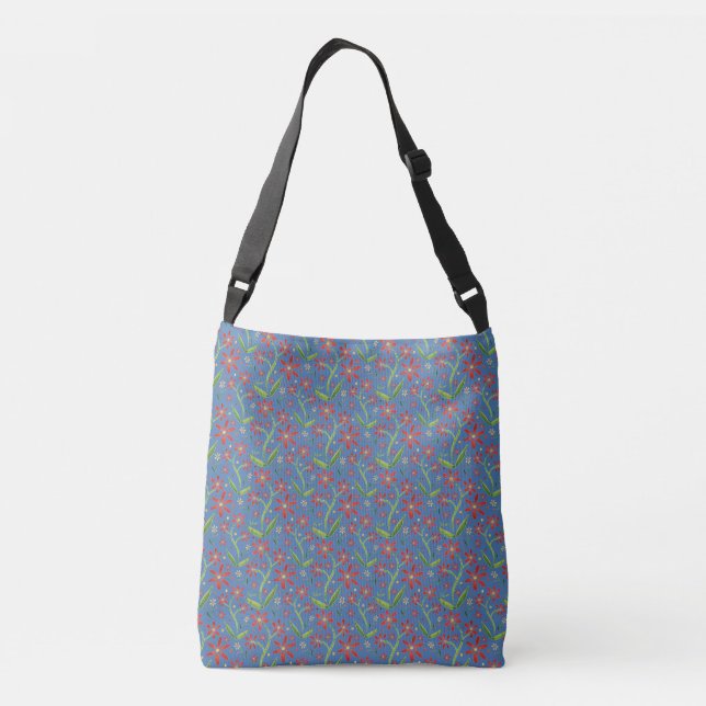 Bolso Cruzado Cielo Azul | Margaritas Acuarela Danarin (Reverso)
