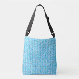 Bolso Cruzado Cielo Suave Azul y Blanco Patrón Floral Acuarela D