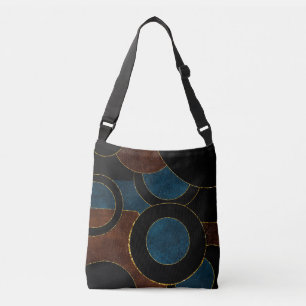 Bolso Cruzado Círculos Geométricos Abstractos Oro Hoja Brillant