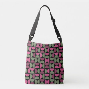Bolso Cruzado Círculos retro/medio siglo rosa y verde