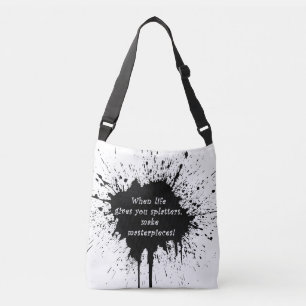 Bolso Cruzado Cita inspiradora vida salpicadura de pintura creat