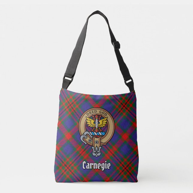Bolso Cruzado Clan Carnegie Escudo sobre Tartán (Anverso)