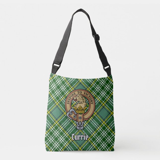 Bolso Cruzado Clan Currie Lion Escudo sobre Tartán (Anverso)