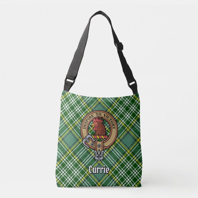 Bolso Cruzado Clan Currie Rooster Escudo sobre Tartán (Anverso)