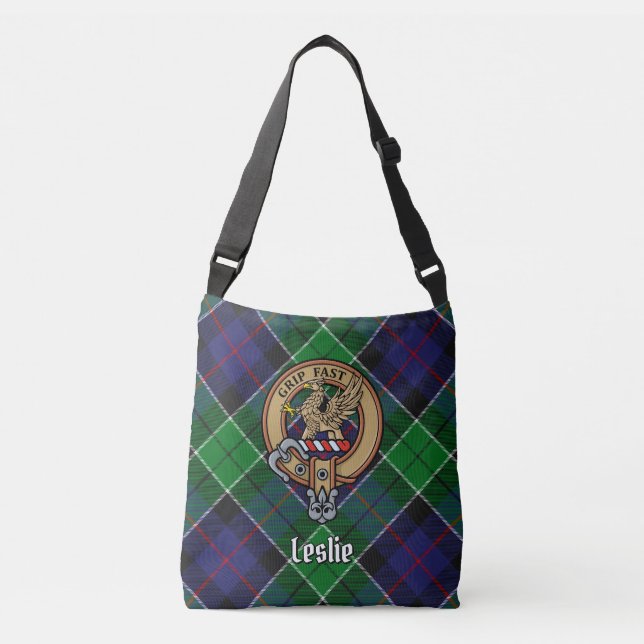 Bolso Cruzado Clan Leslie Escudo sobre la caza de tartán (Anverso)