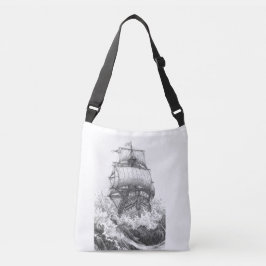 Bolso Cruzado Classic Sailboat Sketch Nautical Tote Bag