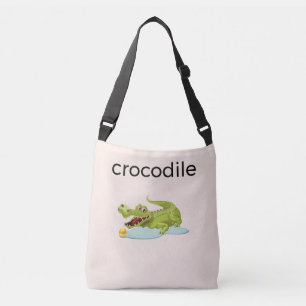 Bolso Cruzado Cocodrilo editable y caligrafía en marfil