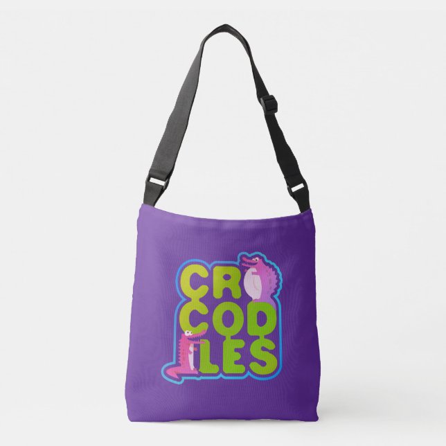 Bolso Cruzado Cocodrilos con dos cocodrilos felices - letras ver (Anverso)