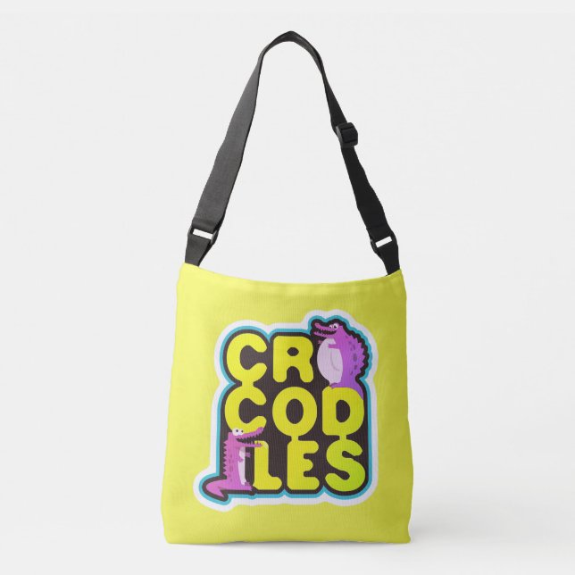 Bolso Cruzado Cocodrilos con dos cocodrilos felices - vivos (Anverso)