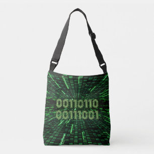 Bolso Cruzado Código binario 69 de SlipperyJoe vibrante verde co