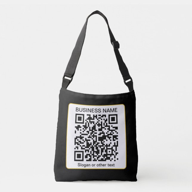 Bolso Cruzado Código QR escaneable editable + su nombre comercia (Anverso)