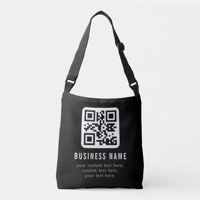 Bolso Cruzado Código QR personalizable y diseño de texto editabl (Anverso)