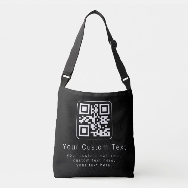 Bolso Cruzado Código QR personalizable y plantilla de texto edit (Anverso)