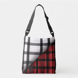 Bolso Cruzado Colección Plaid Black Plaid de color Rojo Abstract