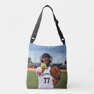 Bolso Cruzado Colector del jugador de softball con su nombre y