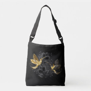 Bolso Cruzado Colibrí negro y dorado