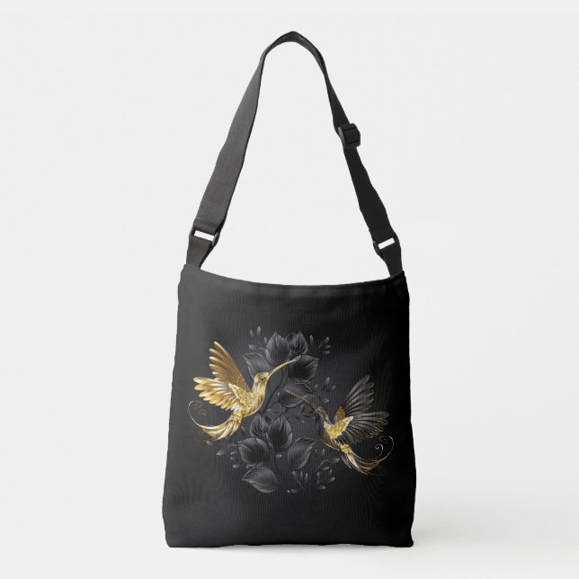 Bolso Cruzado Colibrí negro y dorado (Anverso)