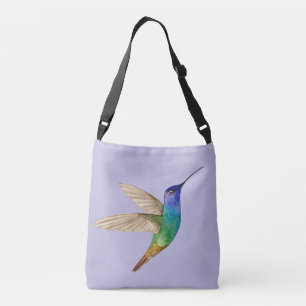 Bolso Cruzado Colibrí zafiro de cola dorada acuarela