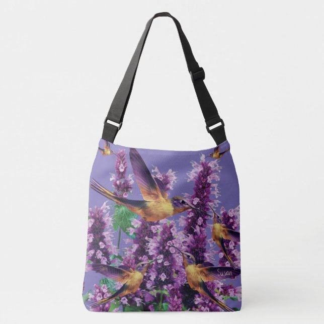 Bolso Cruzado Colibríes Y Flores De CBDOilPrincess (Anverso)