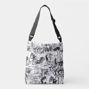 Bolso Cruzado Collage abstracto de graffiti negro y blanco