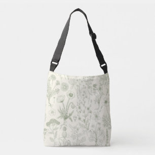 Bolso Cruzado Collage de flores silvestres/ blanco apagado y sal
