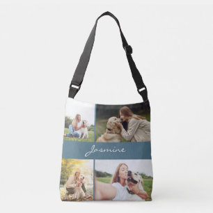Bolso Cruzado Collage de fotos moderno perro azul turbio