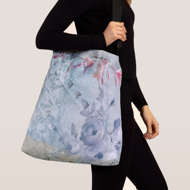 Bolso Cruzado Collage floral de Blue Abstract (Detalle)