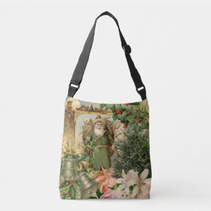 Bolso Cruzado Collage Navideño de Santa Verde del Viejo Mundo An
