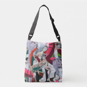 Bolso Cruzado Collage Urbano Abstracto Pintado a Mano