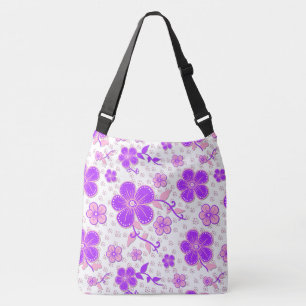 Bolso Cruzado Color de agua floral simple Imprimir púrpura y ros