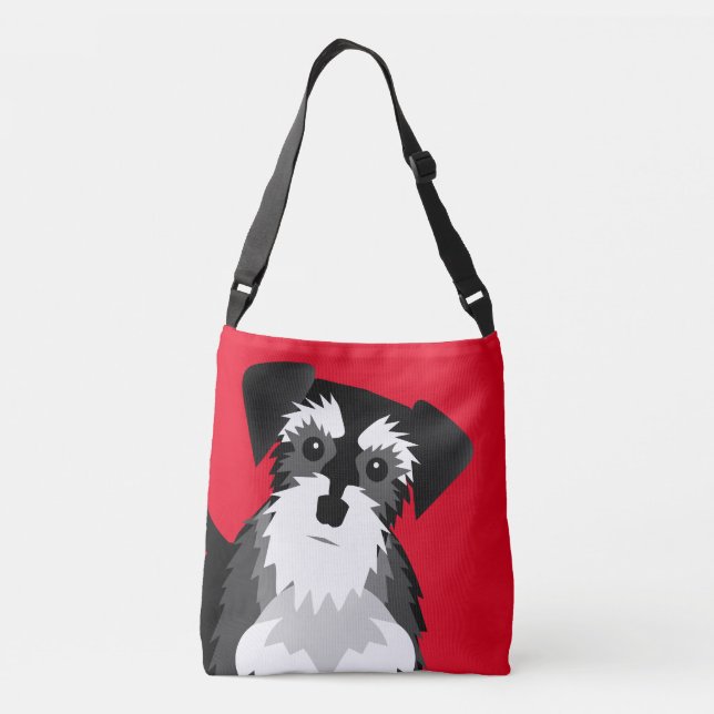 Bolso Cruzado Color del Personalizado de Schnauzer en miniatura (Reverso)
